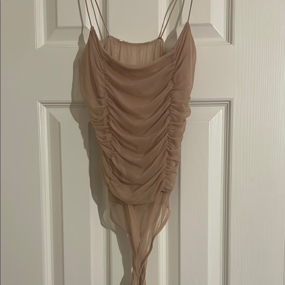 Elegant Tan Ruched Women's Top